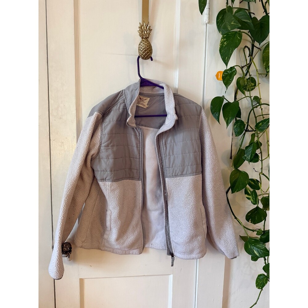 Faded Glory Sherpa Zip Jacket with Quilted Panels